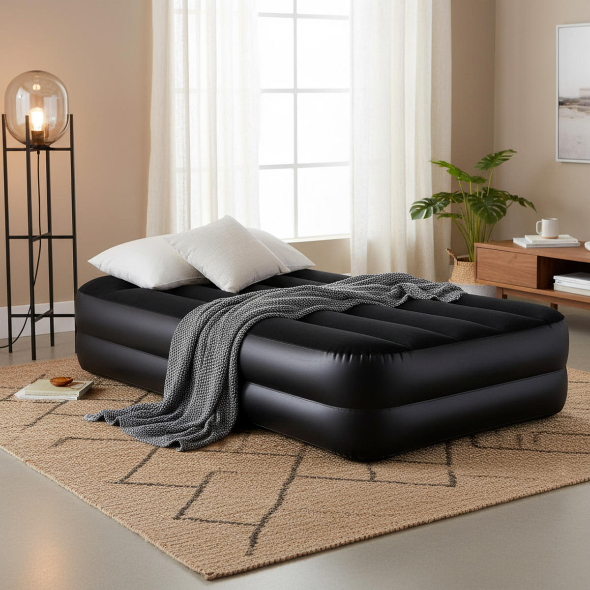 LUFTBETT Luftmatratze selbstaufblasend 195 x 96 x 46 cm mit integrierter Pumpe - Schwarz, Kunststoff (96/195cm) - Avenli