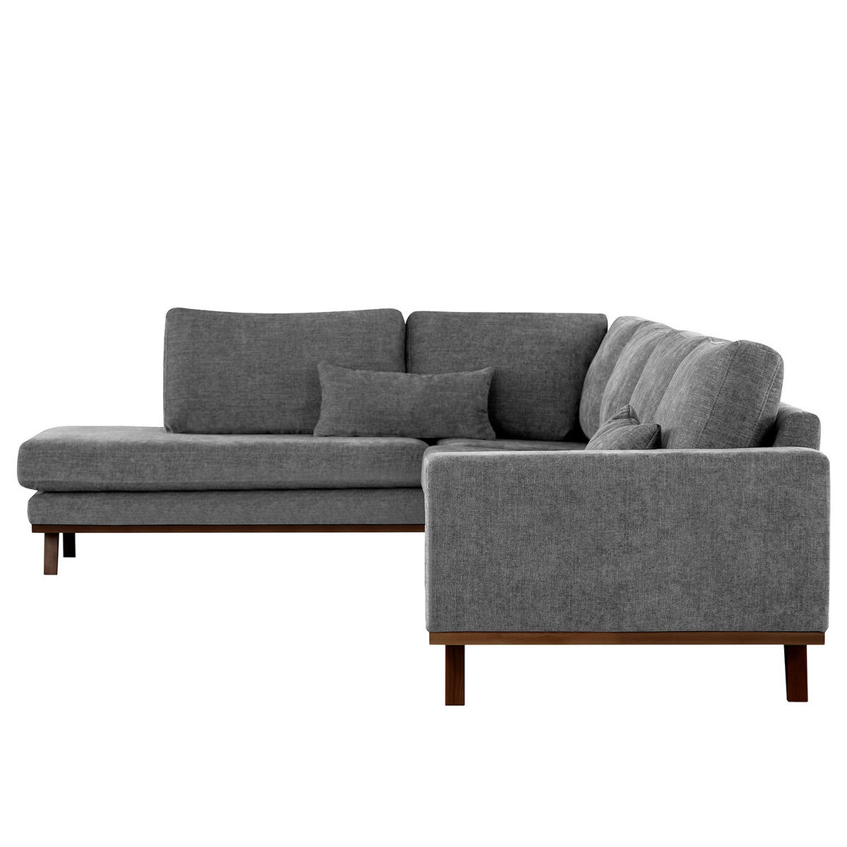ECKSOFA mit Ottomane - Dunkelgrau/Buchefarben, Buchenholz/Textil (287/219cm) - home24