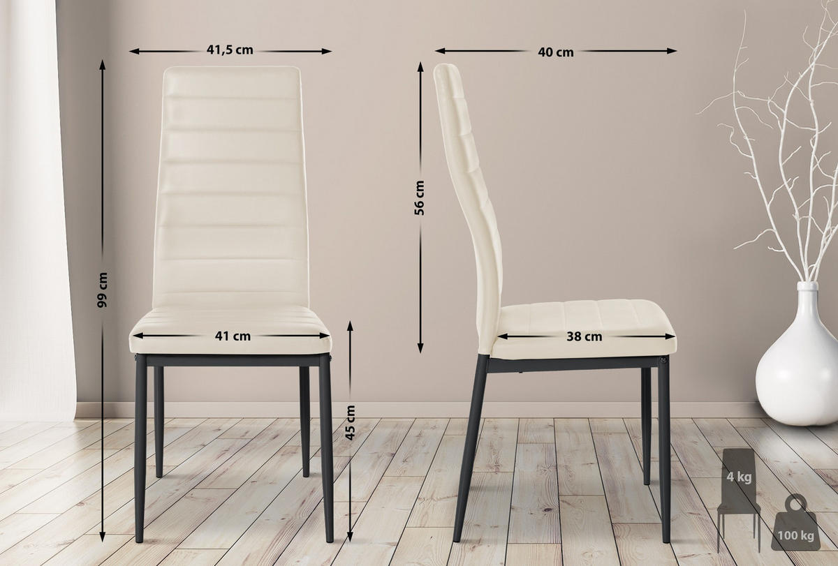 STUHL Lederlook creme - Creme, Textil/Metall (41.5/99/40cm) - CLP