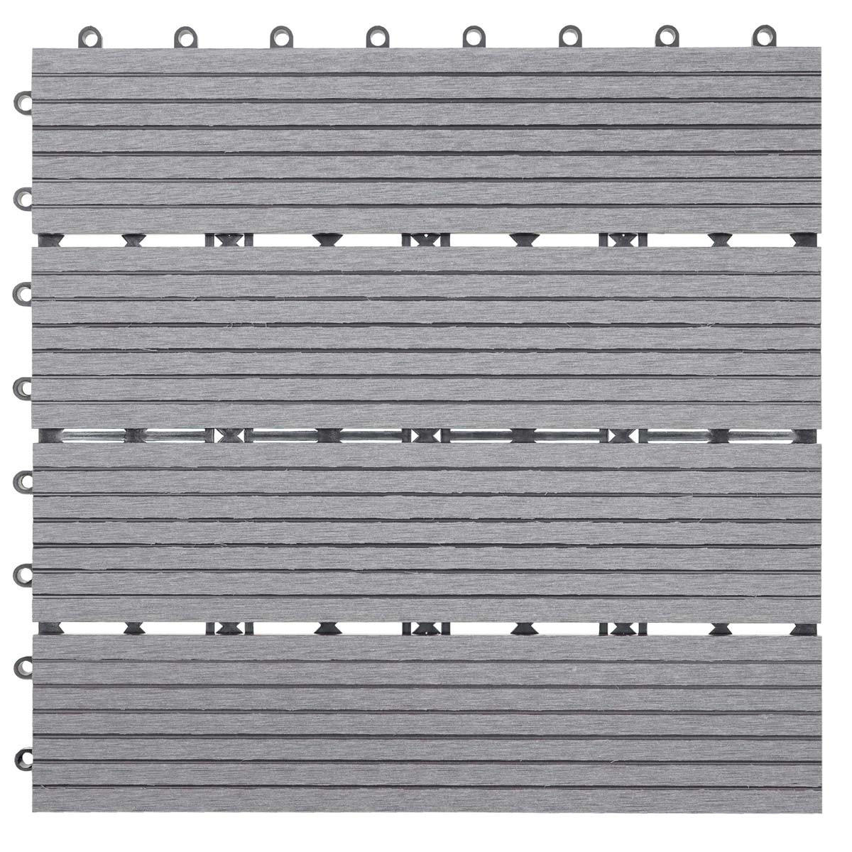 WPC BODENFLIESE 11x 30x30cm Basis Grau linear - Grau, Kunststoff (30/30/2cm) - BERLINLODGE