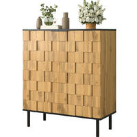SCHUHSCHRANK 80/35/91,5 cm mit 2 Türen, höhenverstellbaren Fächern und Mosaikfront, Natur - Naturfarben, Holzwerkstoff (80/91/35cm) - Redom