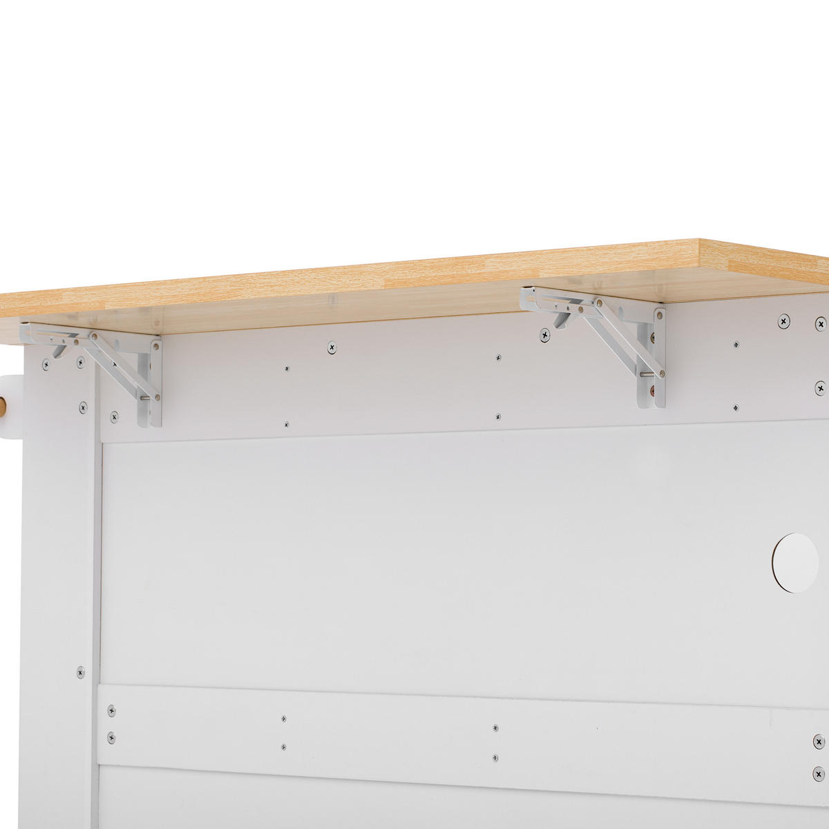 KÜCHENINSEL aus MDF 130.5x40-65x92 cm Weiß mit klappbarer Platte & Ladestationc - Weiß, Holzwerkstoff (130.5/92/65cm) - Modfu