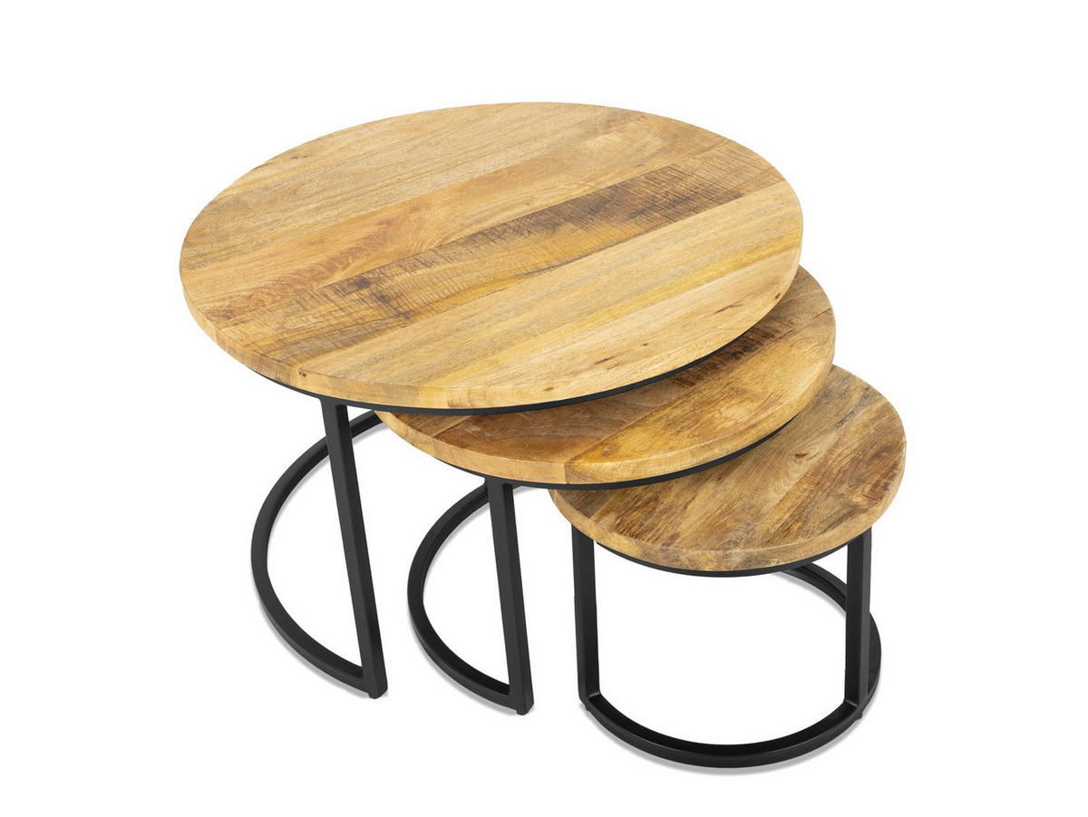 COUCHTISCH Rylee Mangoholz Durchmesser 74 cm Natur - Naturfarben, Holz (74/74/48cm)