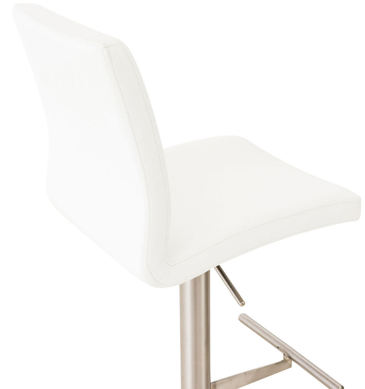 BARHOCKER Lederlook Weiß - Edelstahlfarben/Weiß, Textil/Metall (40/93/49cm) - CLP