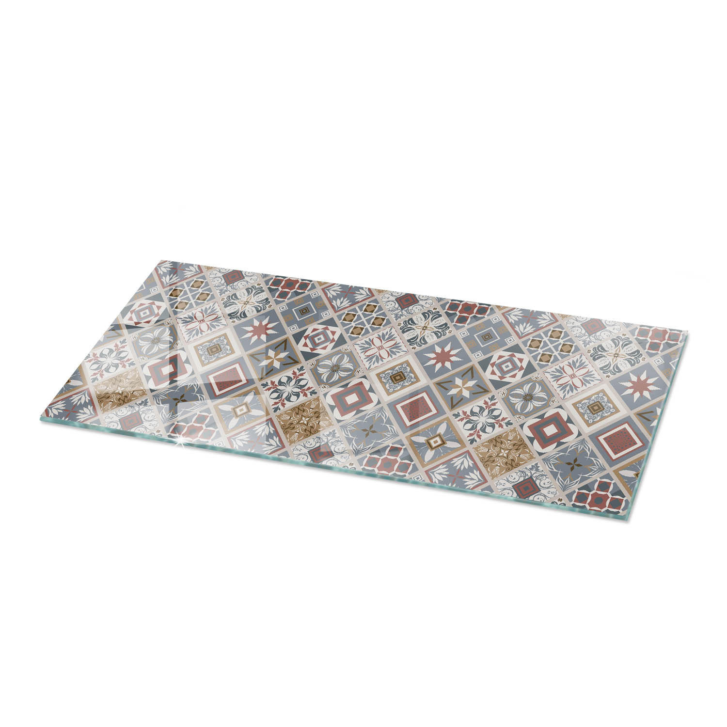 TISCHPLATTE 125x50 cm Mosaikmuster mit Ornamenten - Multicolor/Grau, Glas (125/50/0.4cm) - TULUP