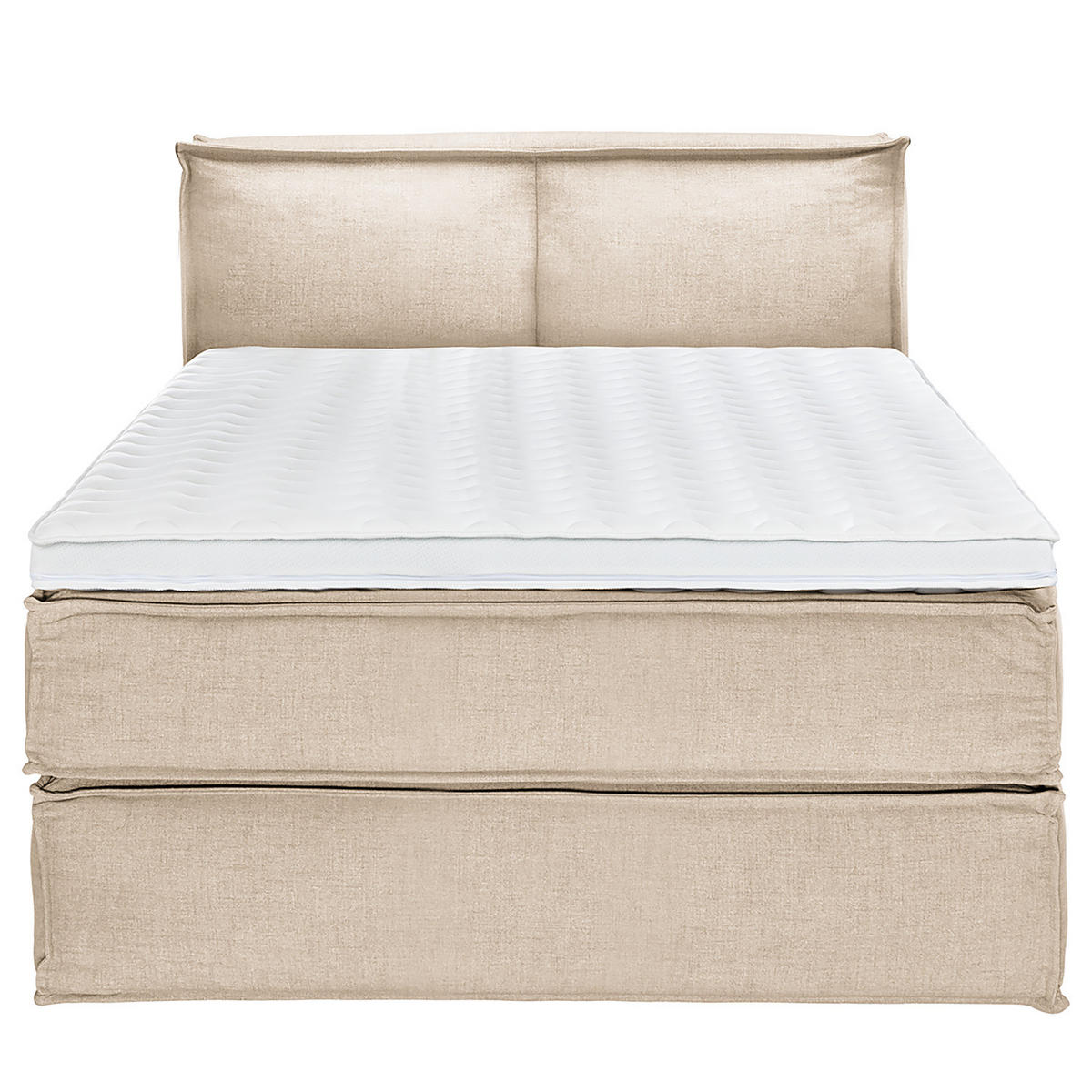 BOXSPRINGBETT mit Kopfteil - Premium - Beige, Textil (140/220cm) - home24