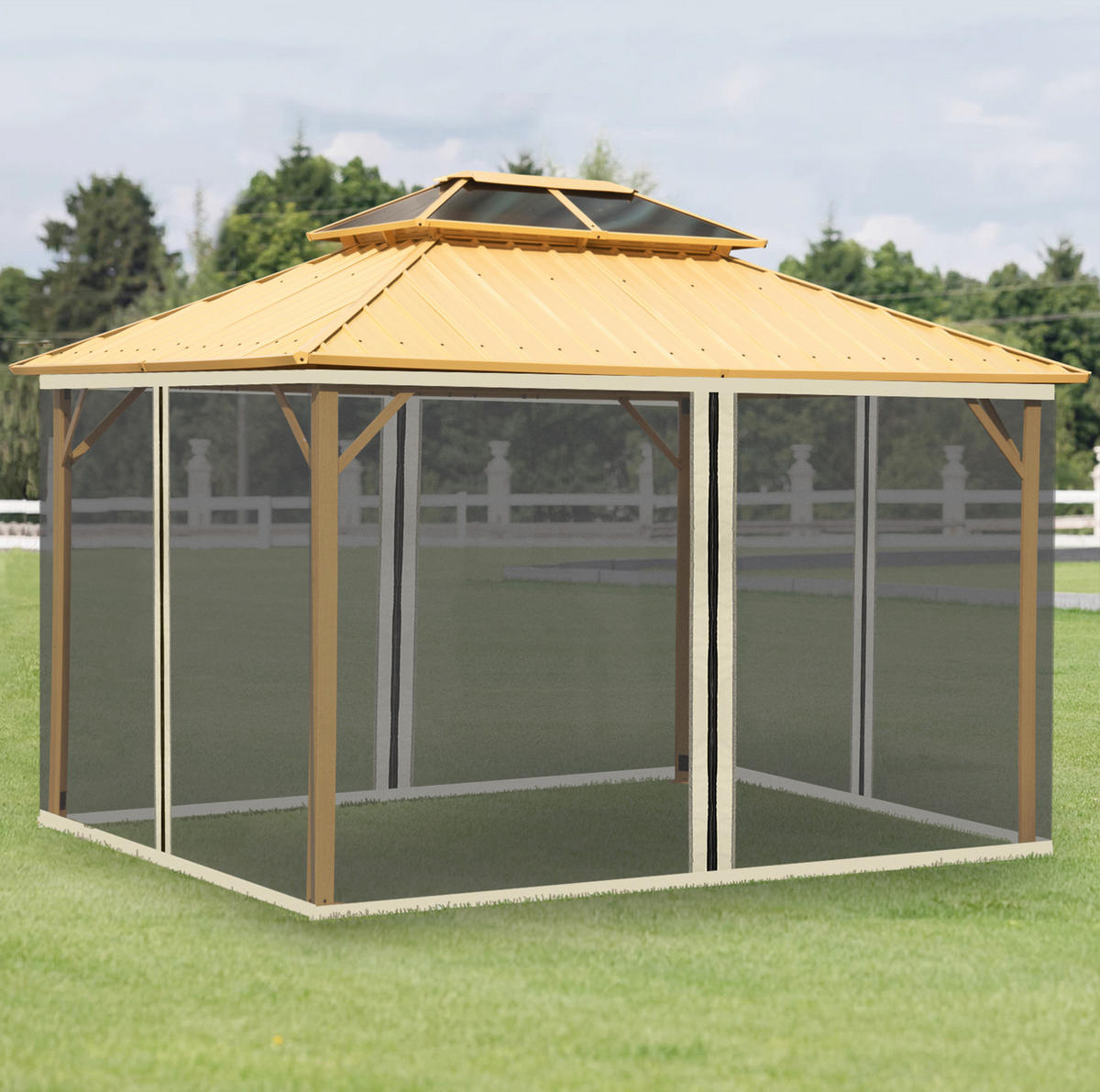 MOSKITONETZ für Pavillon 300/400 cm mit Reißverschluss und Nylon-Mesh-Insektenschutz, Schwarz - Schwarz, Textil (207/1/352cm) - Redom