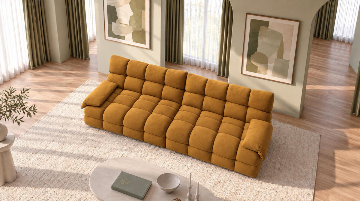 SOFA AMIA Braun Velvet - Dunkelbraun/Schwarz, Kunststoff/Textil (290/86/108cm) - KAWOLA