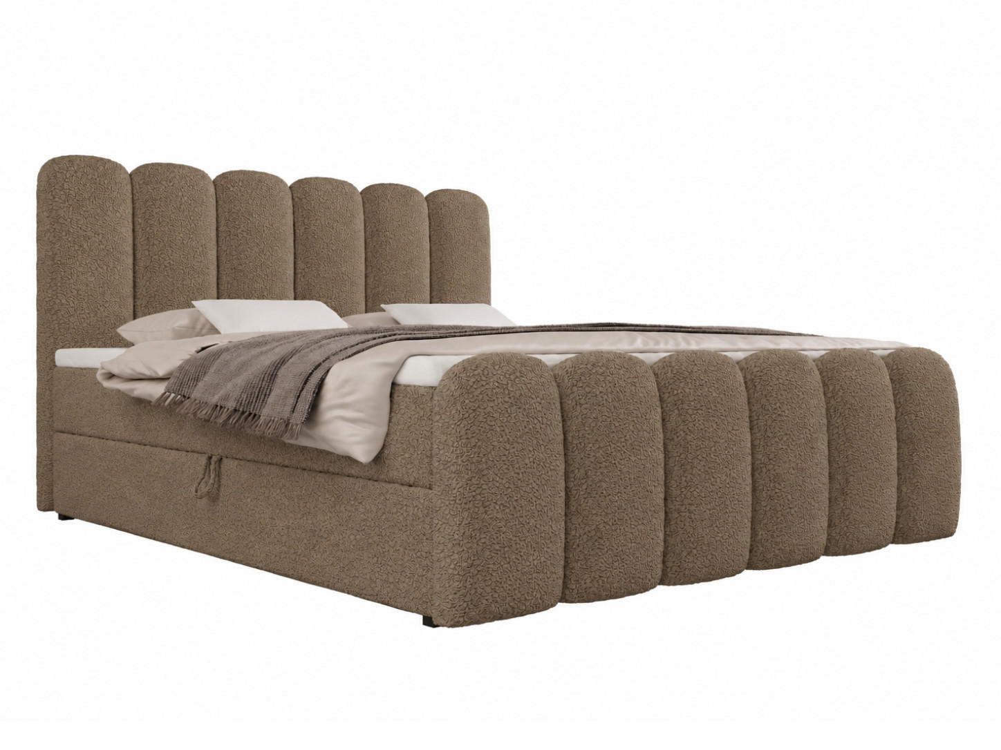 BOXBETT CUDDLE 160x200 cm in Braun, Bettkasten, Topper, Bouclé-Stoff - Braun, Holz/Textil (160/200cm) - EMLAR Home