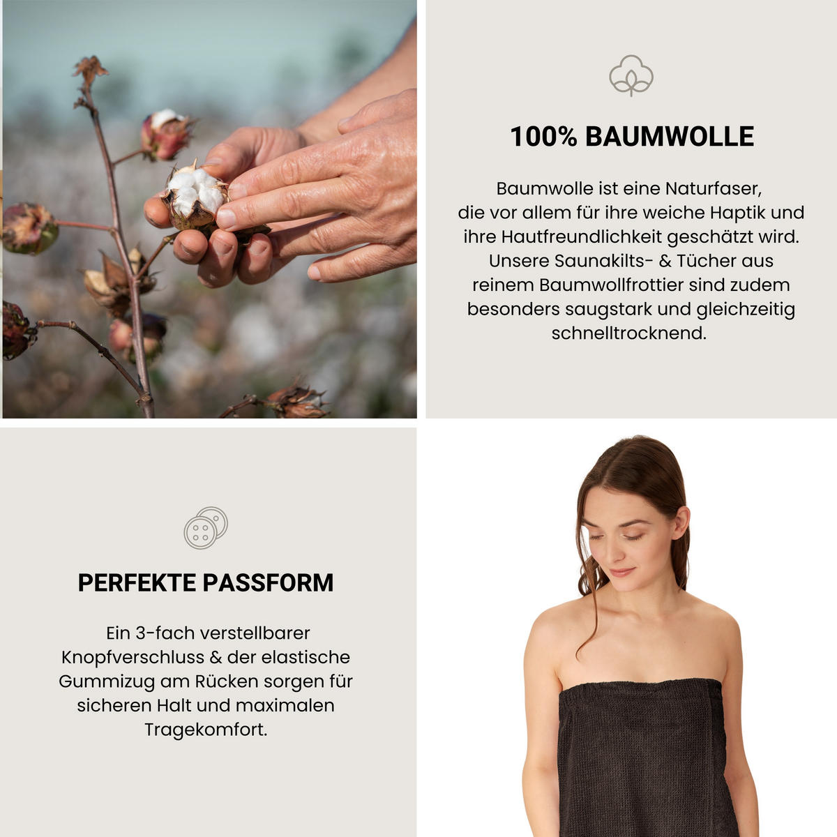 SAUNAKILT Turin Damen - 36-44 - Dunkelgrau - Dunkelgrau, Textil (80/130cm) - SCHIESSER