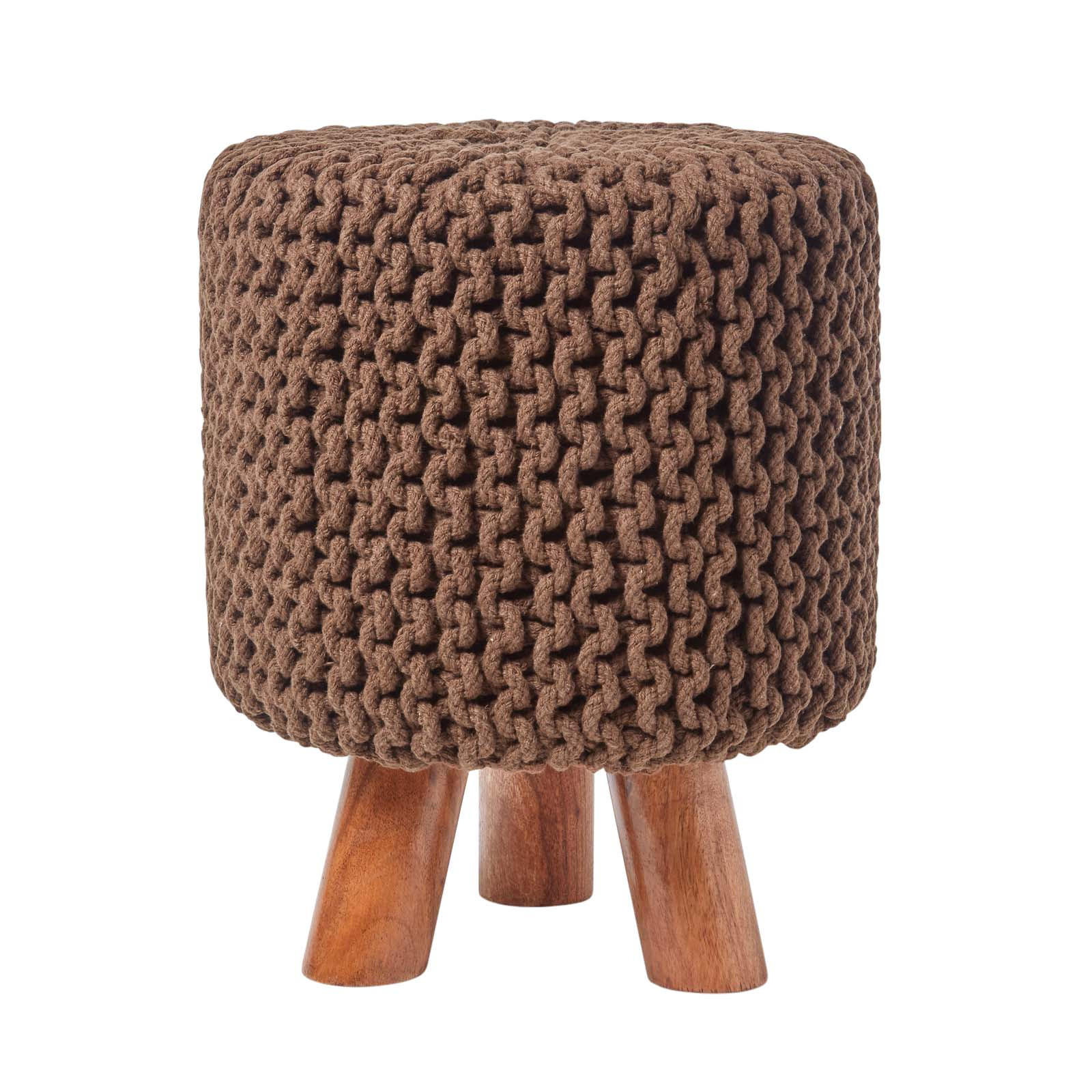 STRICK-HOCKER braun, Dreibein 32/32/42 cm - Braun, Textil (32/42/32cm) - Homescapes