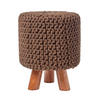 STRICK-HOCKER braun, Dreibein 32/32/42 cm - Braun, Textil (32/42/32cm) - Homescapes