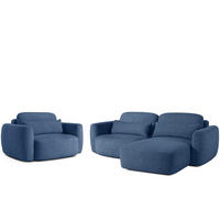 SITZGARNITUR ELOSA - Dunkelblau, Holz/Textil (245/85/165cm) - KONSIMO®