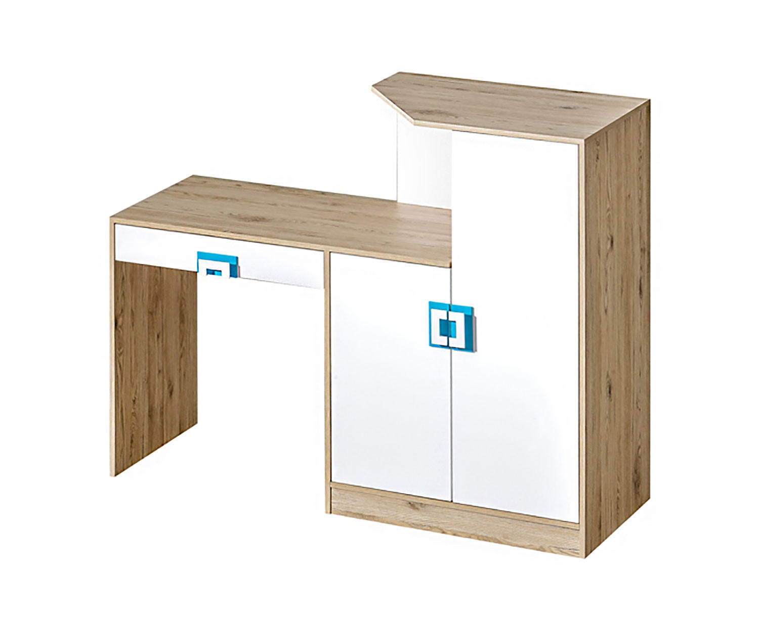SCHREIBTISCH Nico 11 Eiche hell / Weiß-Farbapplikation Türkis 150 / 50 / 120 cm - Türkis/Weiß, Holz/Holzwerkstoff (50/150/120cm) - Feldmann-Wohnen