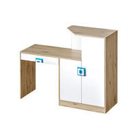 SCHREIBTISCH Nico 11 Eiche hell / Weiß-Farbapplikation Türkis 150 / 50 / 120 cm - Türkis/Weiß, Holz/Holzwerkstoff (50/150/120cm) - Feldmann-Wohnen