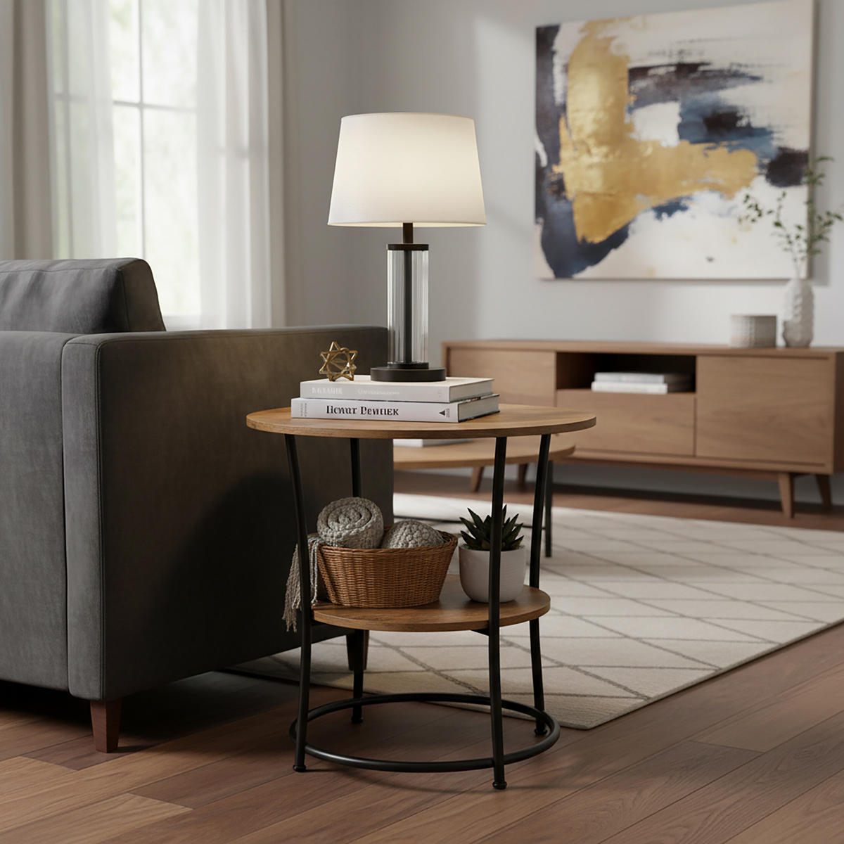 BEISTELLTISCH - Dunkelbraun, Holzwerkstoff/Metall (55/55/55cm) - Relaxdays