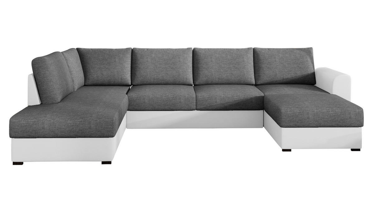 WOHNLANDSCHAFT Wilma, Seite: Links - Schwarz/Weiß, Holz/Textil (305/85/188cm) - MIRJAN24