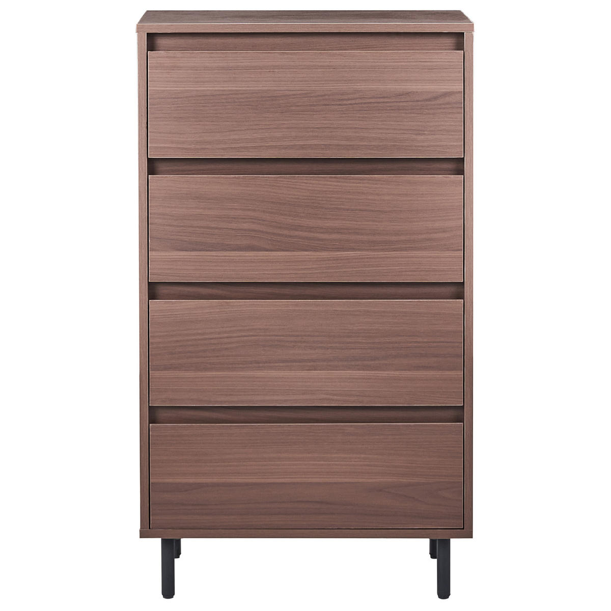 KOMODA s 4 zásuvkami Tmavě hnědá Nikea - tmavě hnědá, kompozitní dřevo (60/104/40cm) - Beliani
