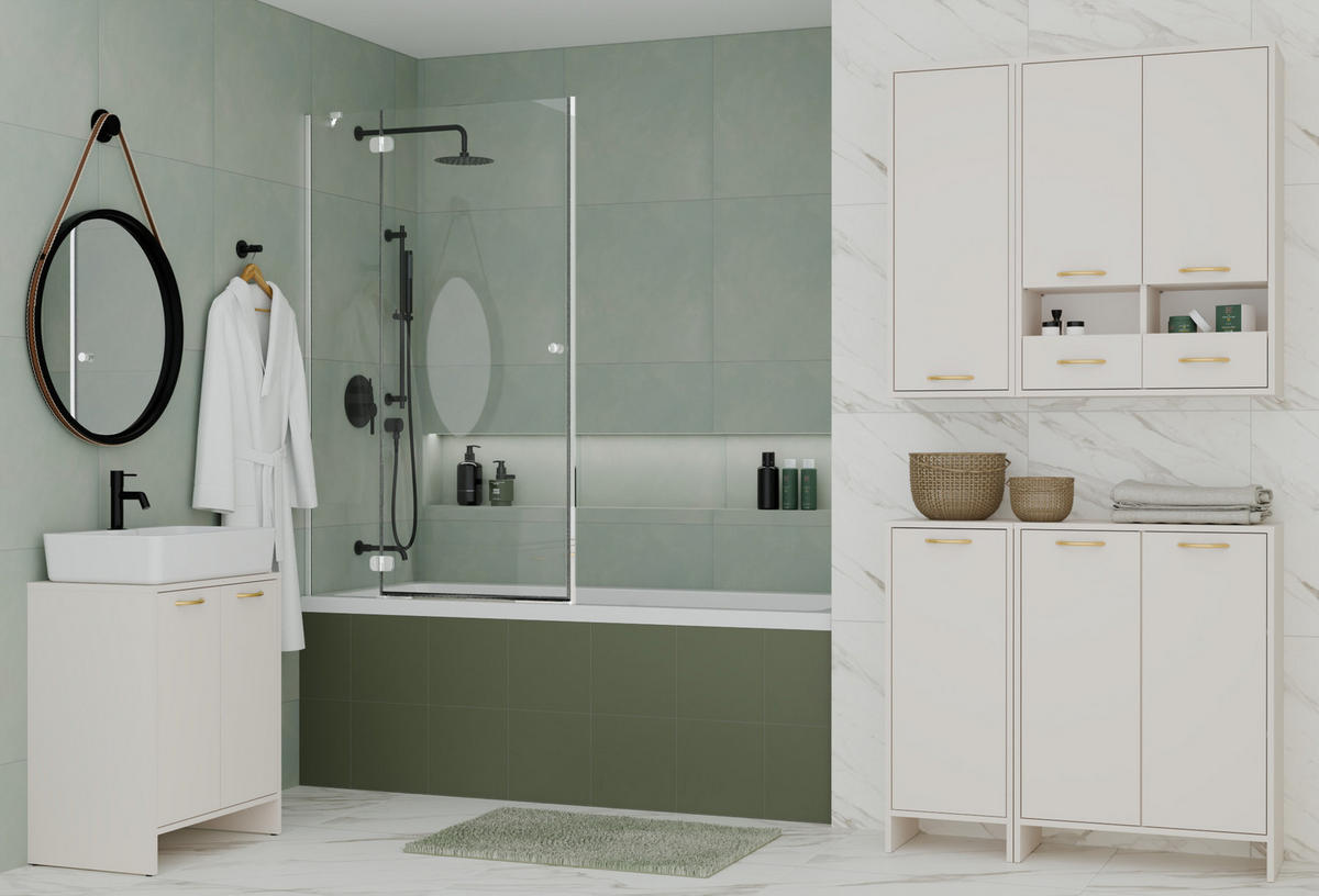BADEZIMMERSCHRANK NINA 1D Kaschmir 35 x 90 x 30 cm - Kaschmir, Holzwerkstoff (35/90/30cm)