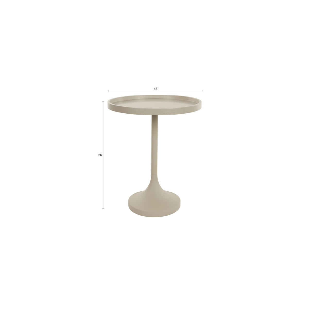 BEISTELLTISCH Jason Rund 46 cm Beige - Beige, Metall (46/46/56cm) - Zuiver