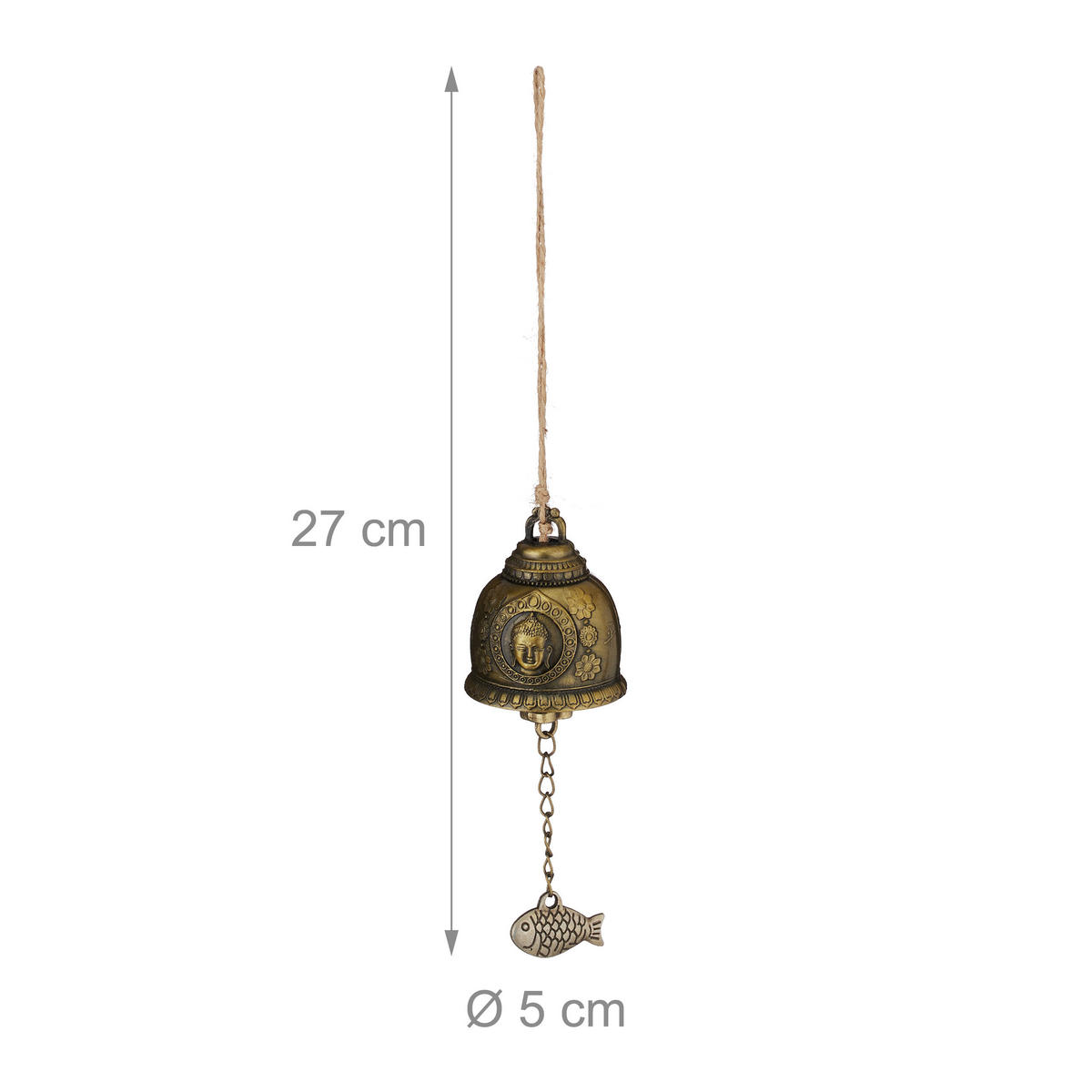 4-TLG.WINDSPIEL-SET - Goldfarben, Textil/Metall (5/5/27cm) - Relaxdays