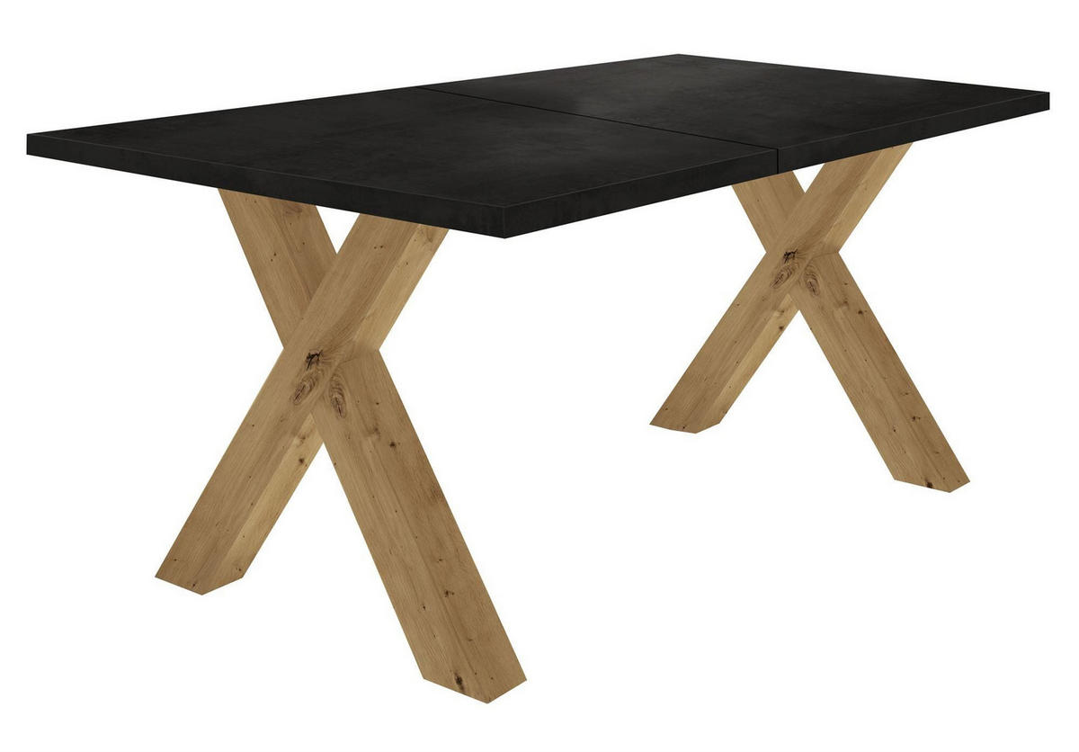 ESSTISCH ausziehbar Eike 1 140 x 90 x 75 Esszimmertisch Asteiche/Schwarzstahl - Schwarz, Holz (140/90/75cm) - 58aufmkessel