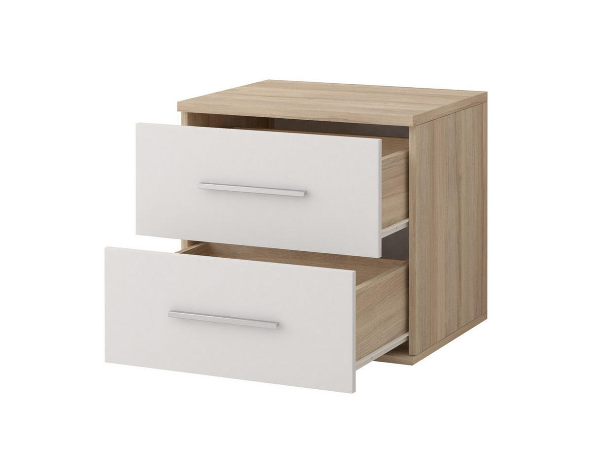 KINDER-NACHTTISCH OLMO 22 55/44/51 Weiß/Sonoma Eiche - Weiß/Sonoma Eiche, Holzwerkstoff (55/51/44cm) - Deine Möbel 24