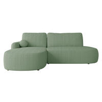 ECKSOFA Loridu O Cord, Seite: Links - Schwarz/Mintgrün, Holz/Kunststoff (274/174cm) - MIRJAN24