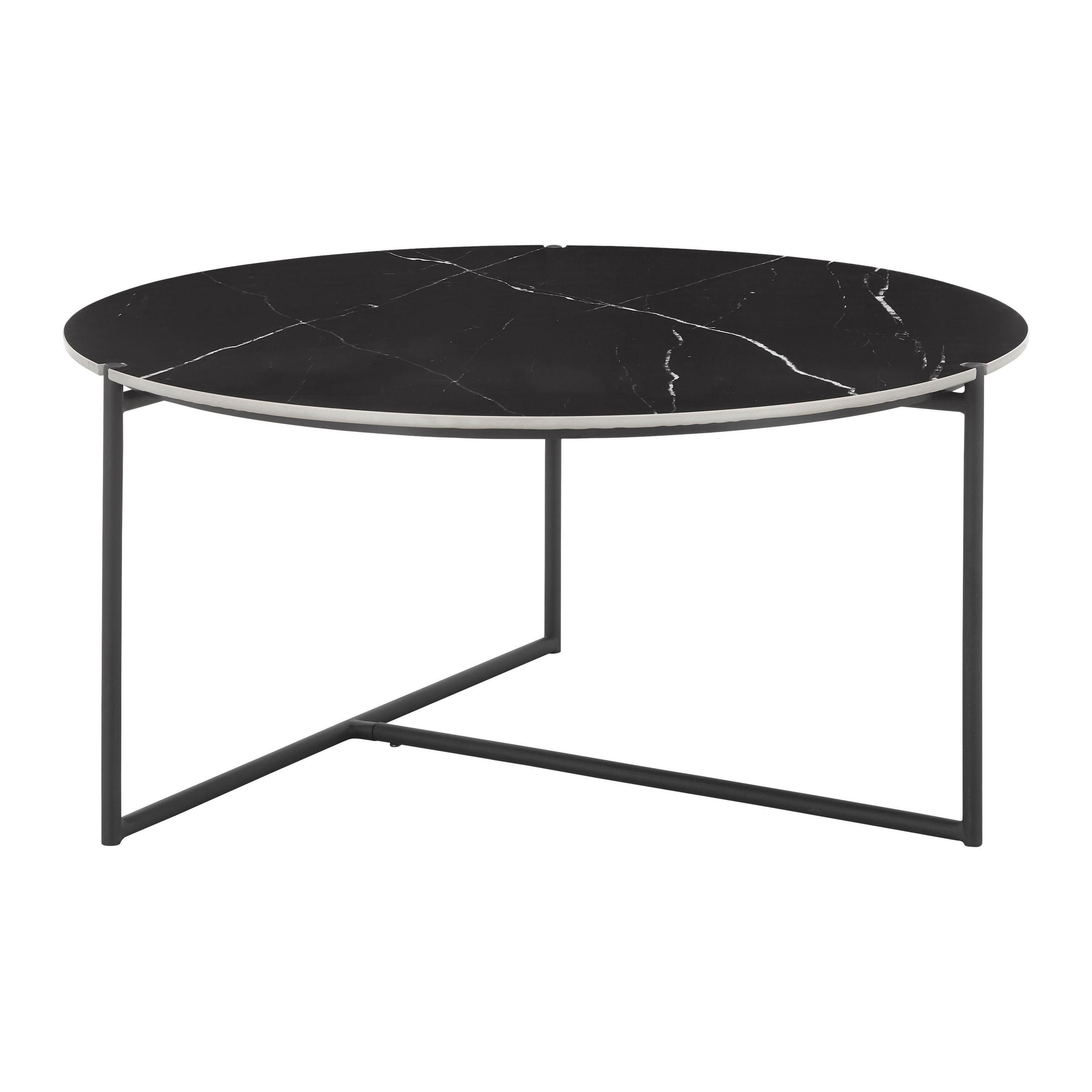 COUCHTISCH Nila Schwarz/Weiß Metall/Marmor rund - Schwarz, Metall (79.5/79.5/39cm) - Bessagi Home
