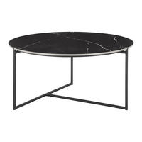 COUCHTISCH Nila Schwarz/Weiß Metall/Marmor rund - Schwarz, Metall (79.5/79.5/39cm) - Bessagi Home
