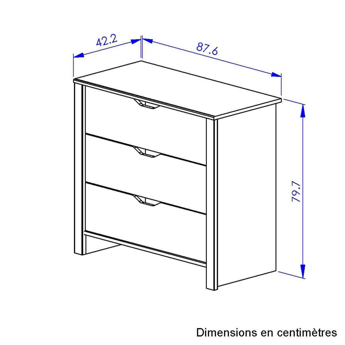 KOMMODE 3 Schubladen Nairobi - L88 x H80 x P43 cm - Grau, Holzwerkstoff (43/80/88cm) - Calicosy