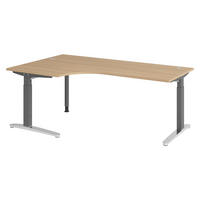 SCHREIBTISCH Serie-XB 120/200/74 cm in Eichefarben/Graphitfarben/Alu poliert - Eichefarben/Silberfarben, Holzwerkstoff (120/200/74cm) - bümö