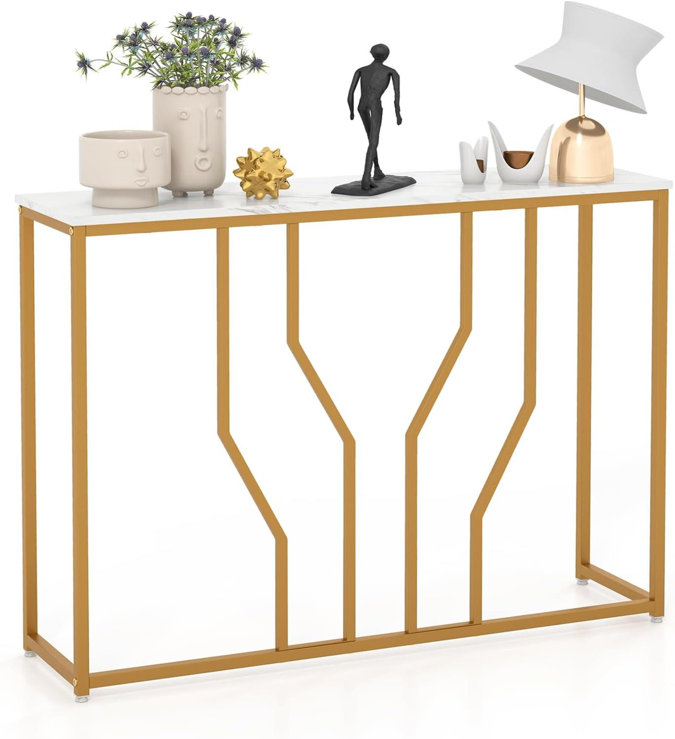 EINGANGSTISCH 80cm Gold - Goldfarben, Holz (110/30/80cm) - COSTWAY
