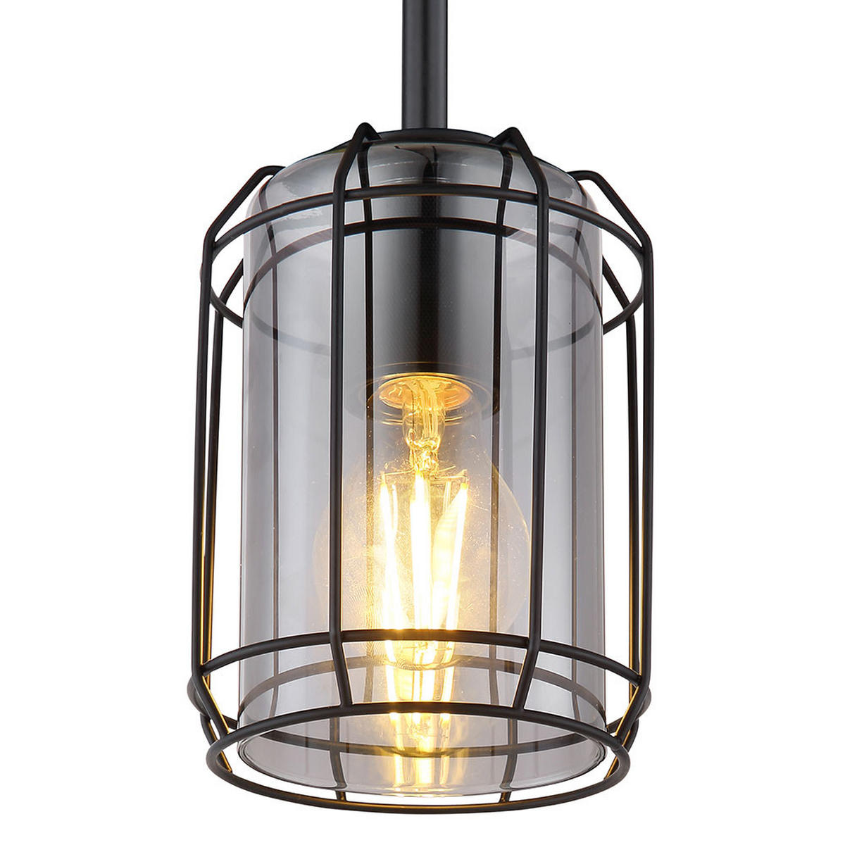 HÄNGELEUCHTE Metall Schwarz Rauchgrau - Schwarz, Glas (13/13/120cm) - Globo Lighting