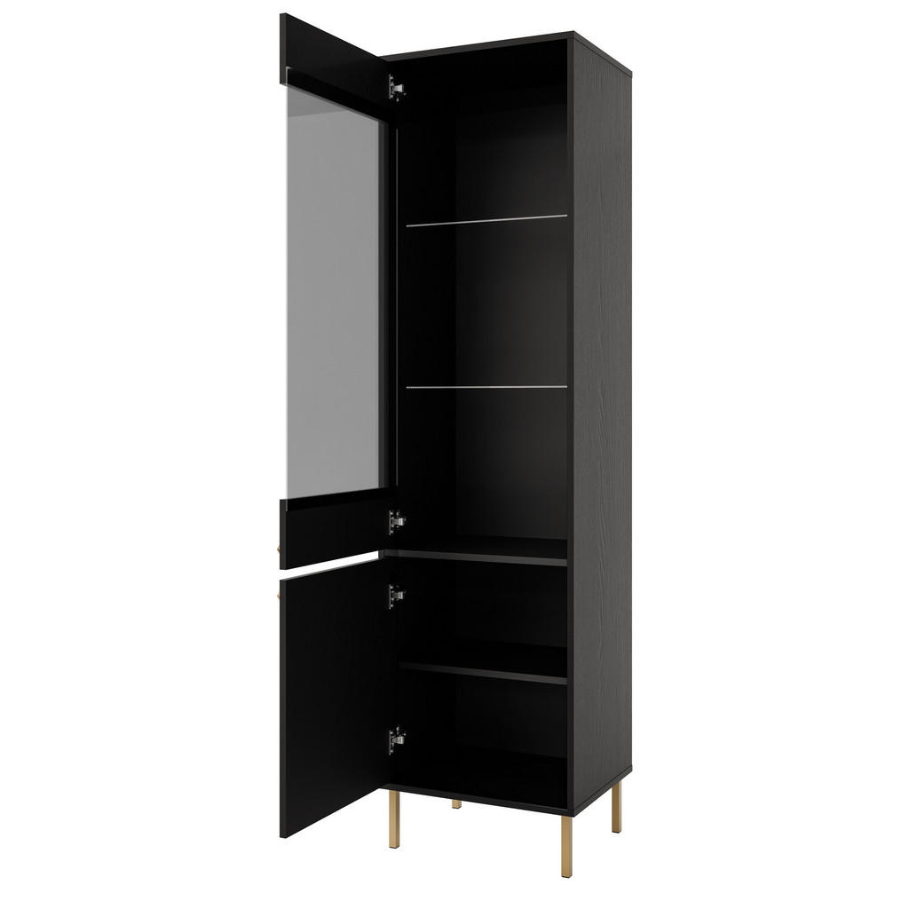 Thumbnail - Masseno Vitrine, Graphit, Holzwerkstoff, 51.8x195x40.8 cm, Wohnzimmer, Wohnwände, Vitrinenschränke