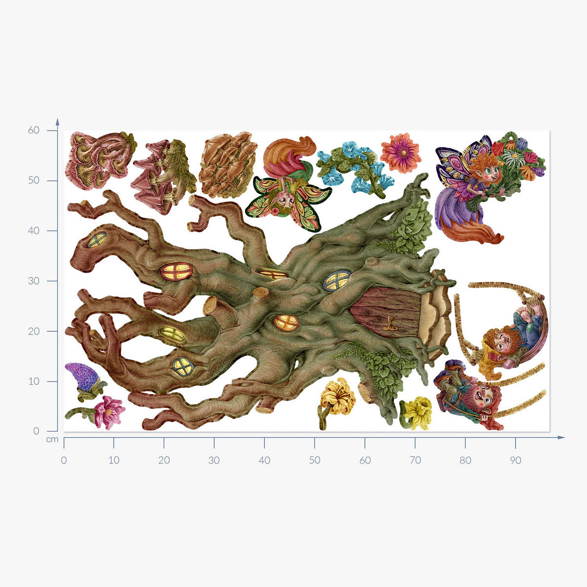 WANDAUFKLEBER 60x96cm - Feenwald - Multicolor, Kunststoff (60/96/0.1cm) - Wallfluent