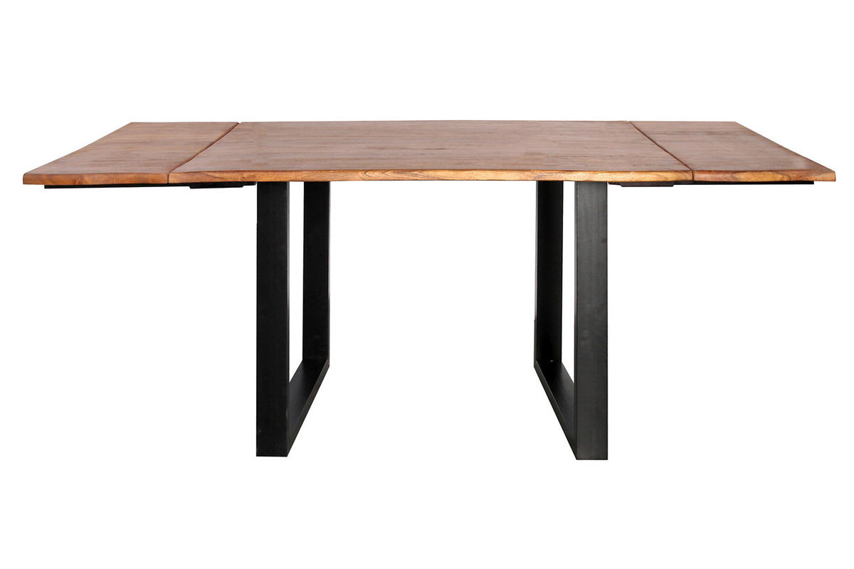 ESSTISCH LORE Holz Akazie - Schwarz/Naturfarben, Holz/Metall (140/90/77cm) - KAWOLA