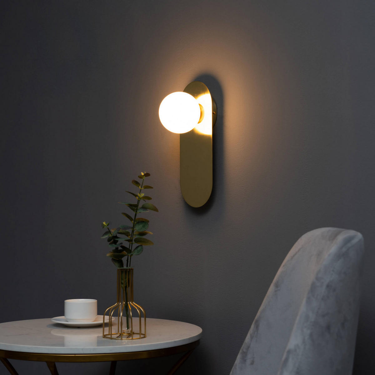 WANDLEUCHTE Mattina, Gold / Messing, 31cm - Goldfarben, Glas (12/31/13cm) - KOSILUM