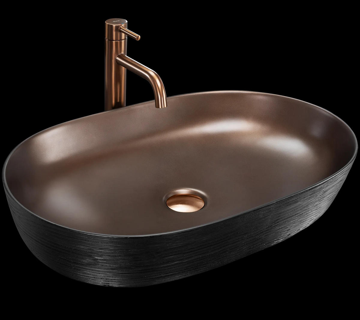 AUFSATZWASCHBECKEN Cleo 61 Copper Bush / Black – Rea - Kupferfarben, Keramik (41/14/60.5cm) - REA