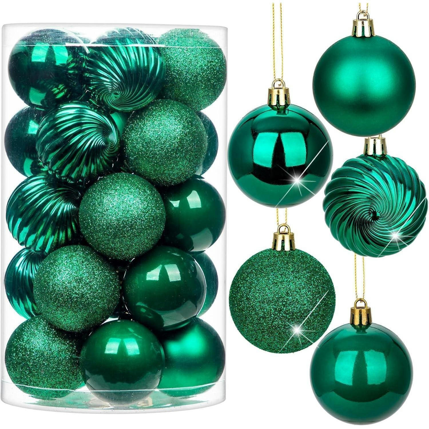 WEIHNACHTSKUGELN 25-teiliges Set 6 cm Dunkelgrün Bruchsicher Kunststoff - Grün, Kunststoff (6/6/6cm)