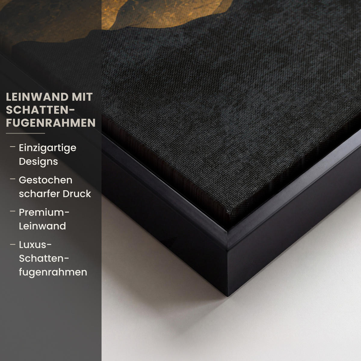 LEINWAND Bilder mit Rahmen - Goldene Berge bei Mondschein - 50x50 - Goldfarben, Textil (50/50cm) - MuchoWow