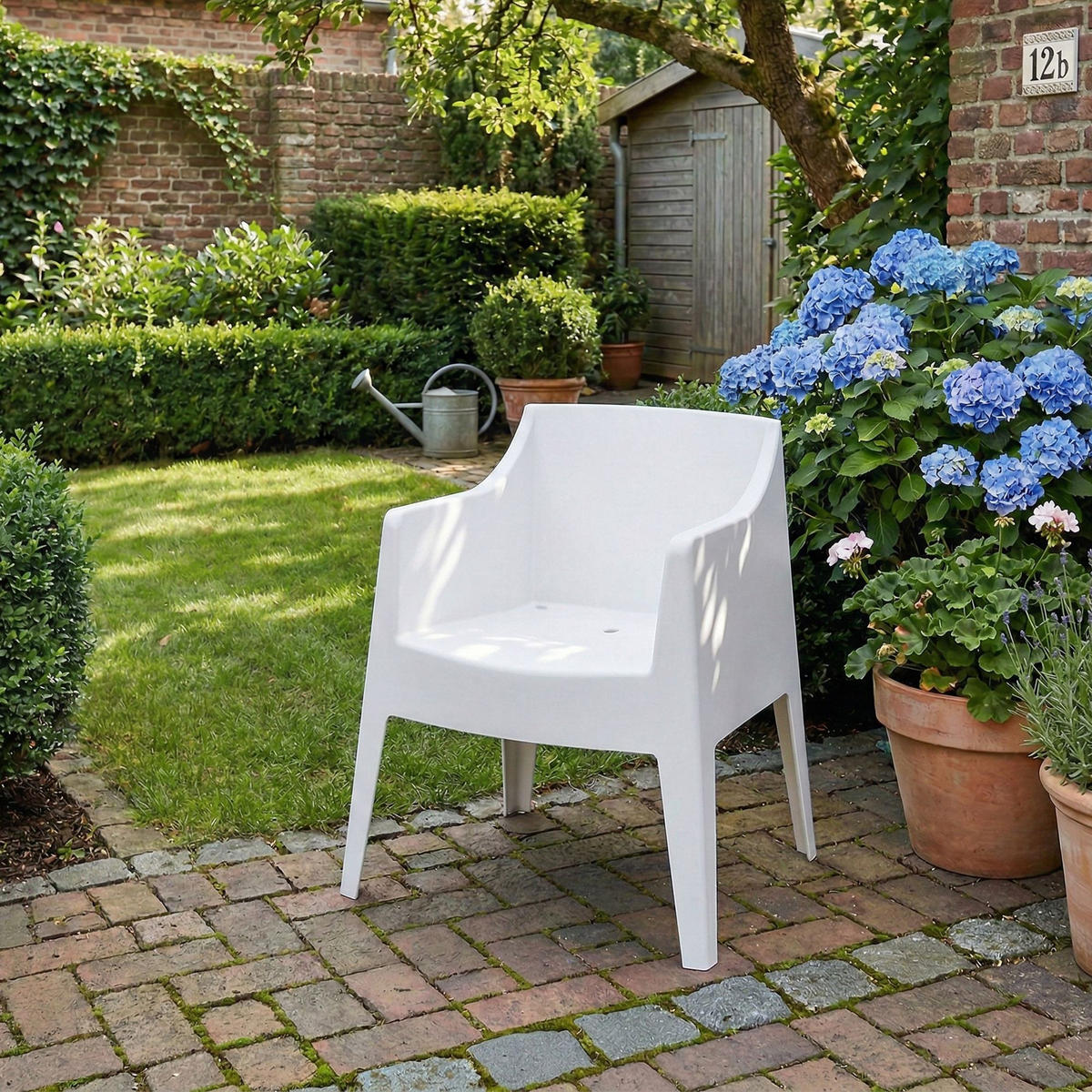 GARTENSTUHL Henri 4er Set 73x57x78cm Kunststoff Weiß Stapelstuhl - Weiß, Kunststoff (73/78/57cm) - DELUKE