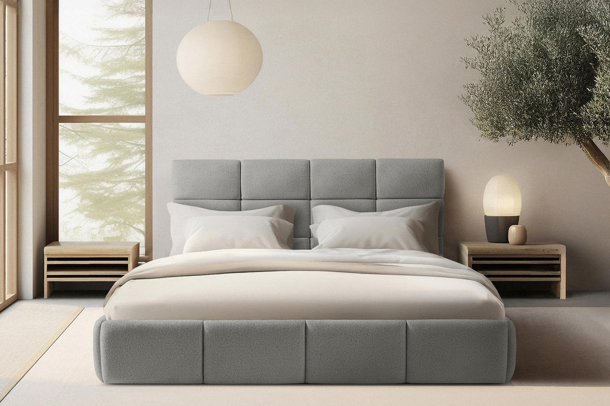 POLSTERBETT ALTOS Bouclé, grau - Grau, Holz/Holzwerkstoff (180/200cm) - KONSIMO®