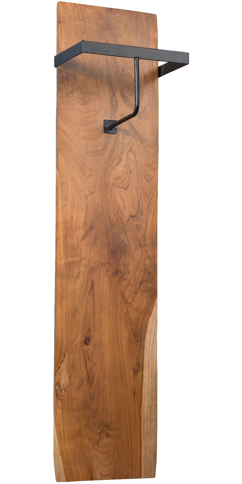 GARDEROBENLEISTE Alaska 1 Baumkante Teakholz Massiv Stange 25/110/20 cm - Schwarz, Holz (110/5/20cm) - M2 Kollektion