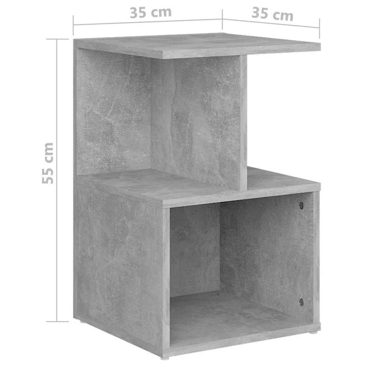 NACHTTISCH mit offenen Fächern 35/35/55 cm aus Holzwerkstoff in Betongrau - Hellgrau, Holz/Metall (35/55/35cm) - vidaXL