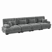 SOFA modular mit Tiefensitz Chenille Grey - Hellgrau, Kunststoff (77/81/406cm) - Meubliv