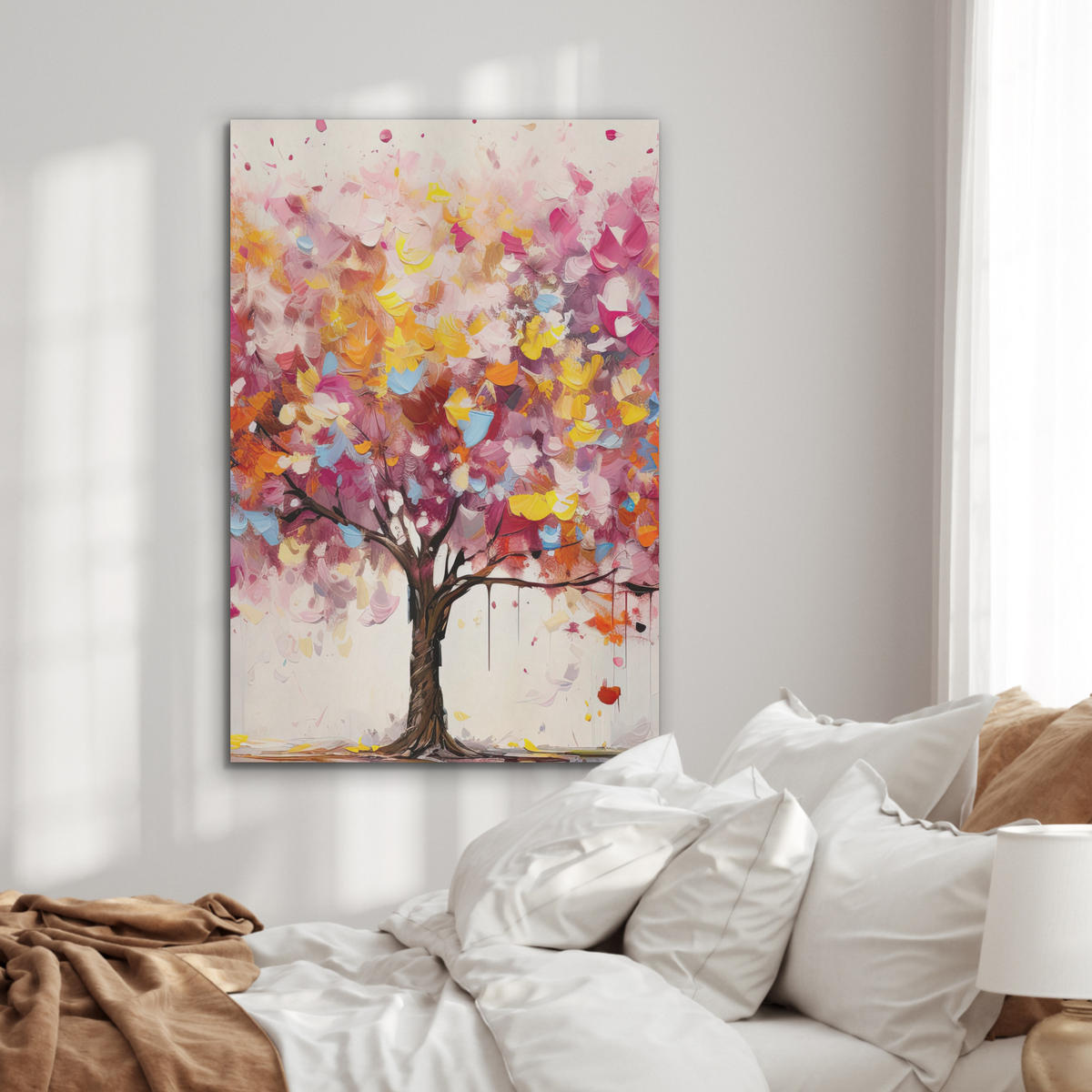 AKUSTIKPANEEL Aquarell - Baum - Kunst - Abstrakt 70x100 cm - Multicolor, Textil (70/0.9/100cm) - MuchoWow