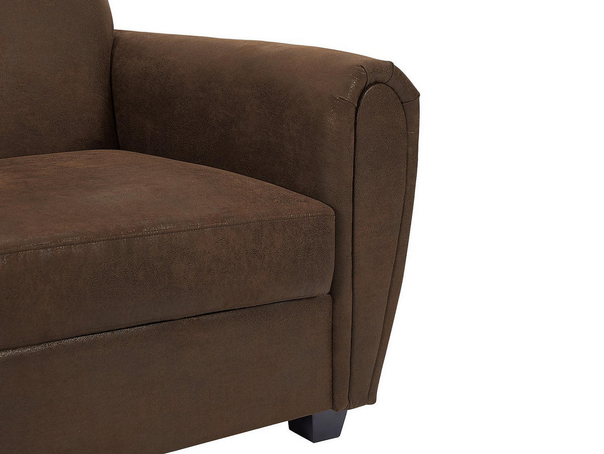 CLUBSOFA 3-Sitzer - Microfaser - Braun - VICTORY III - Braun, Textil (170/89/91cm) - Vente-Unique