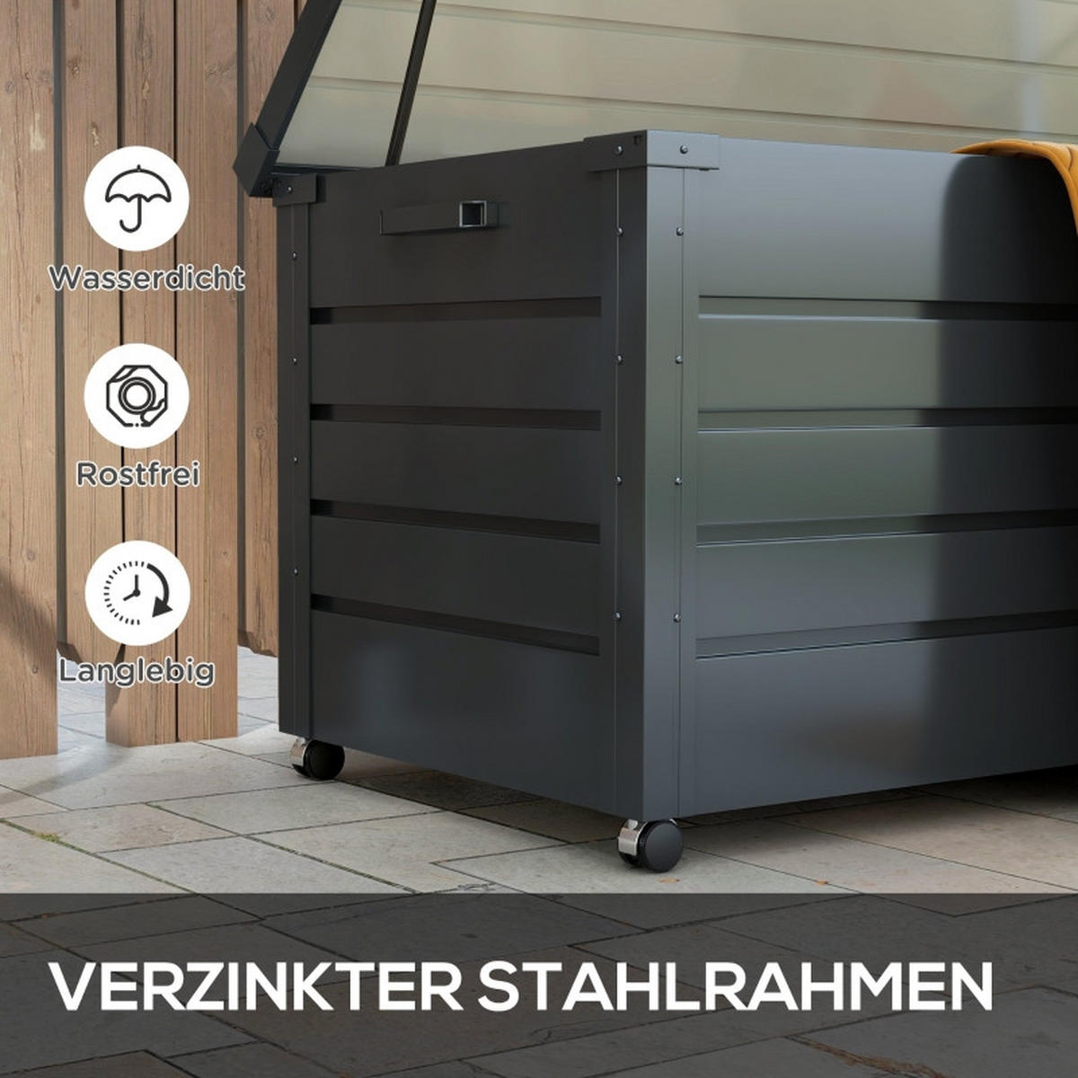 AUFLAGENBOX Outdoor Dunkelgrau - Grau, Metall (62/66/120cm) - ComfortXL