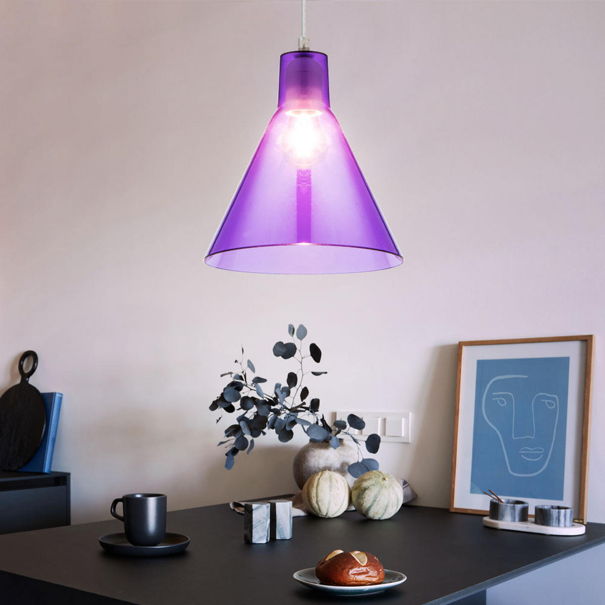 HÄNGELEUCHTE Metall Acryl Lila - Lila, Metall (21.3/21.3/113cm) - Globo Lighting